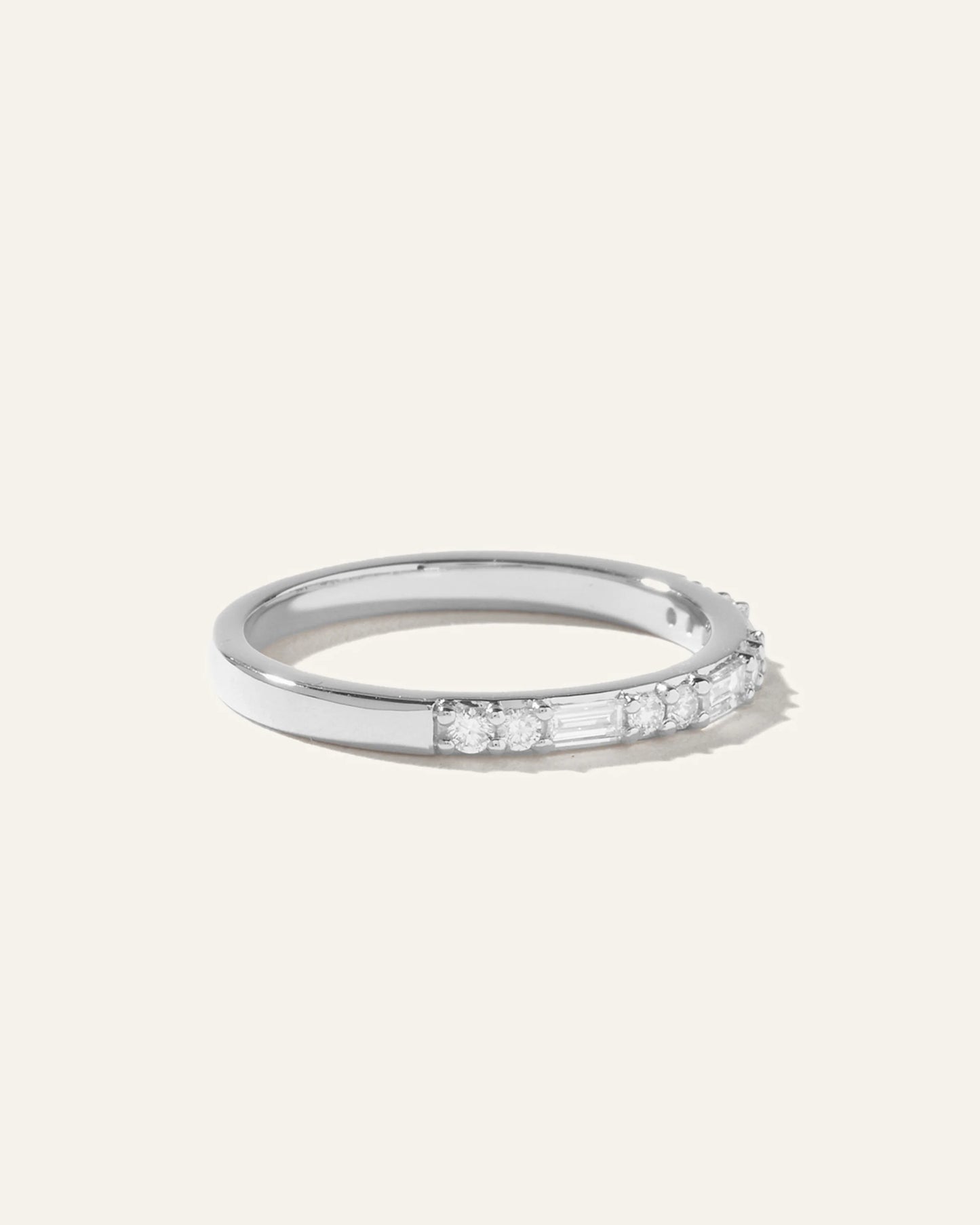 14K Gold Lab Grown Diamond Alternating Baguette & Round Band - 4 / Yellow Gold