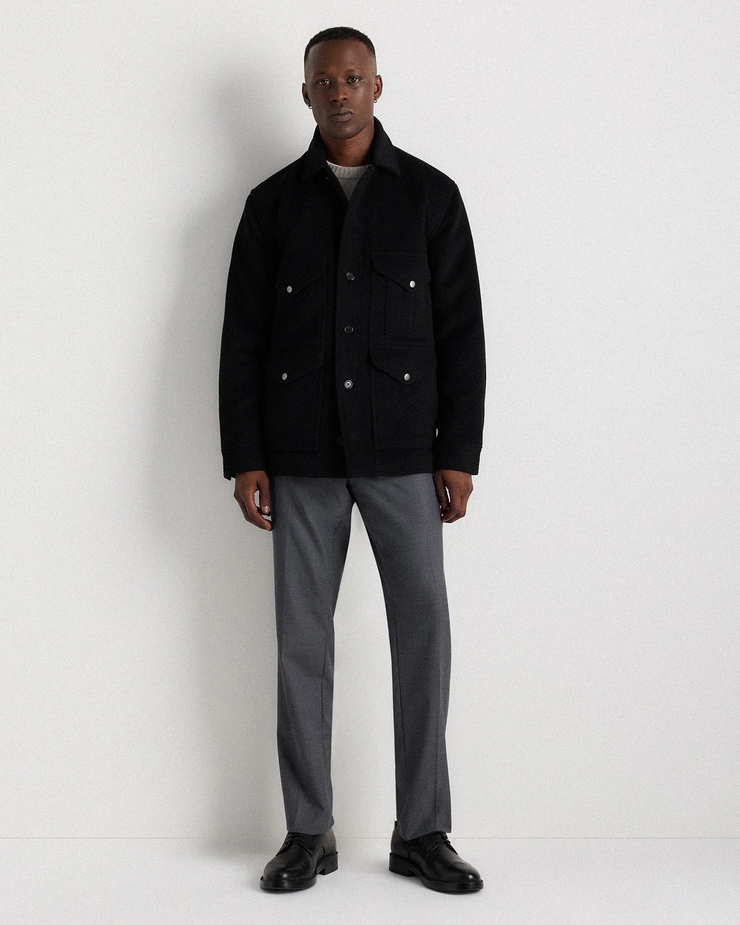 Wool Cashmere Field Jacket - S / Heather Grey