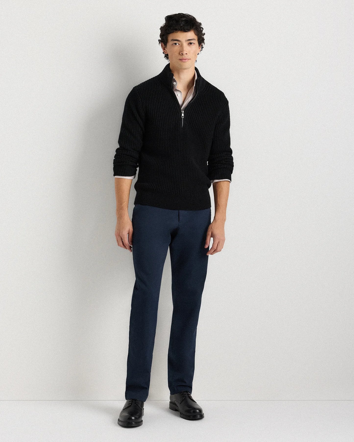 Australian Merino Wool Half Zip Sweater - S / Heather Bone