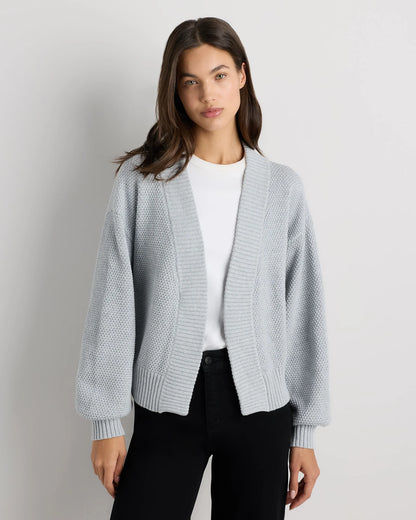 100% Organic Cotton Waffle Stitch Open Cardigan - XS / Sky Blue