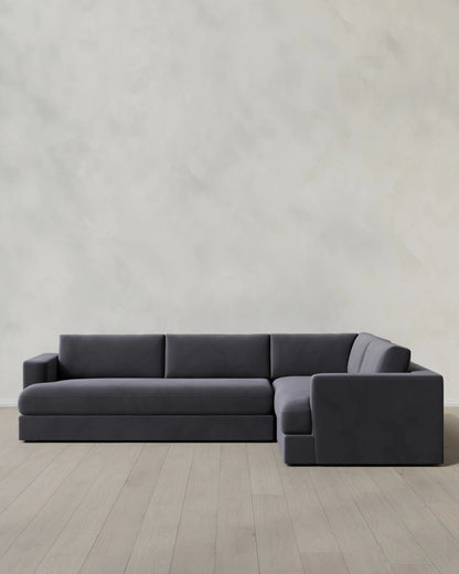 Sierra Curved Arm L Sectional in Performance Velvet - Right Arm / Sable