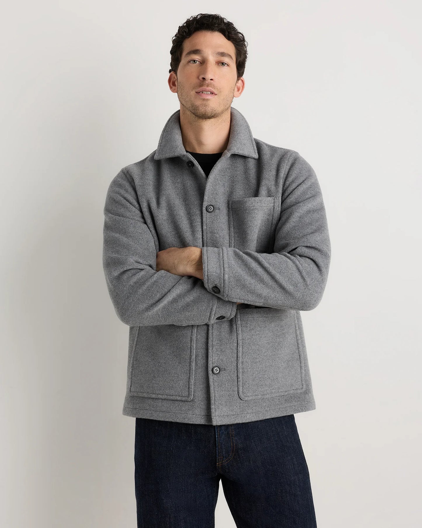 Wool Cashmere Chore Jacket - S / Black