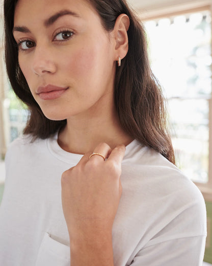 White Sapphire Bezel Hoops - One Size / Gold Vermeil