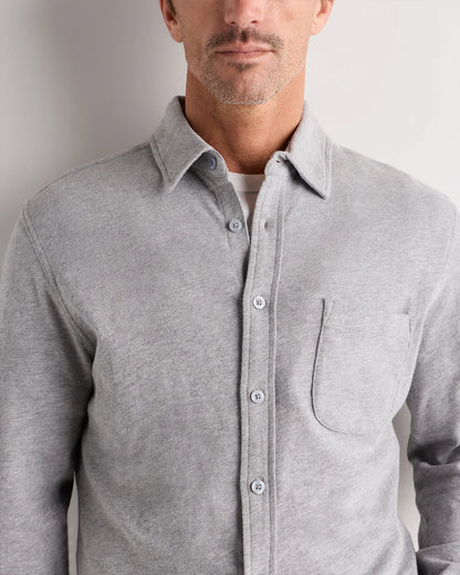 100% Organic Cotton Slub Long Sleeve Button Up Shirt - S / Heather Grey