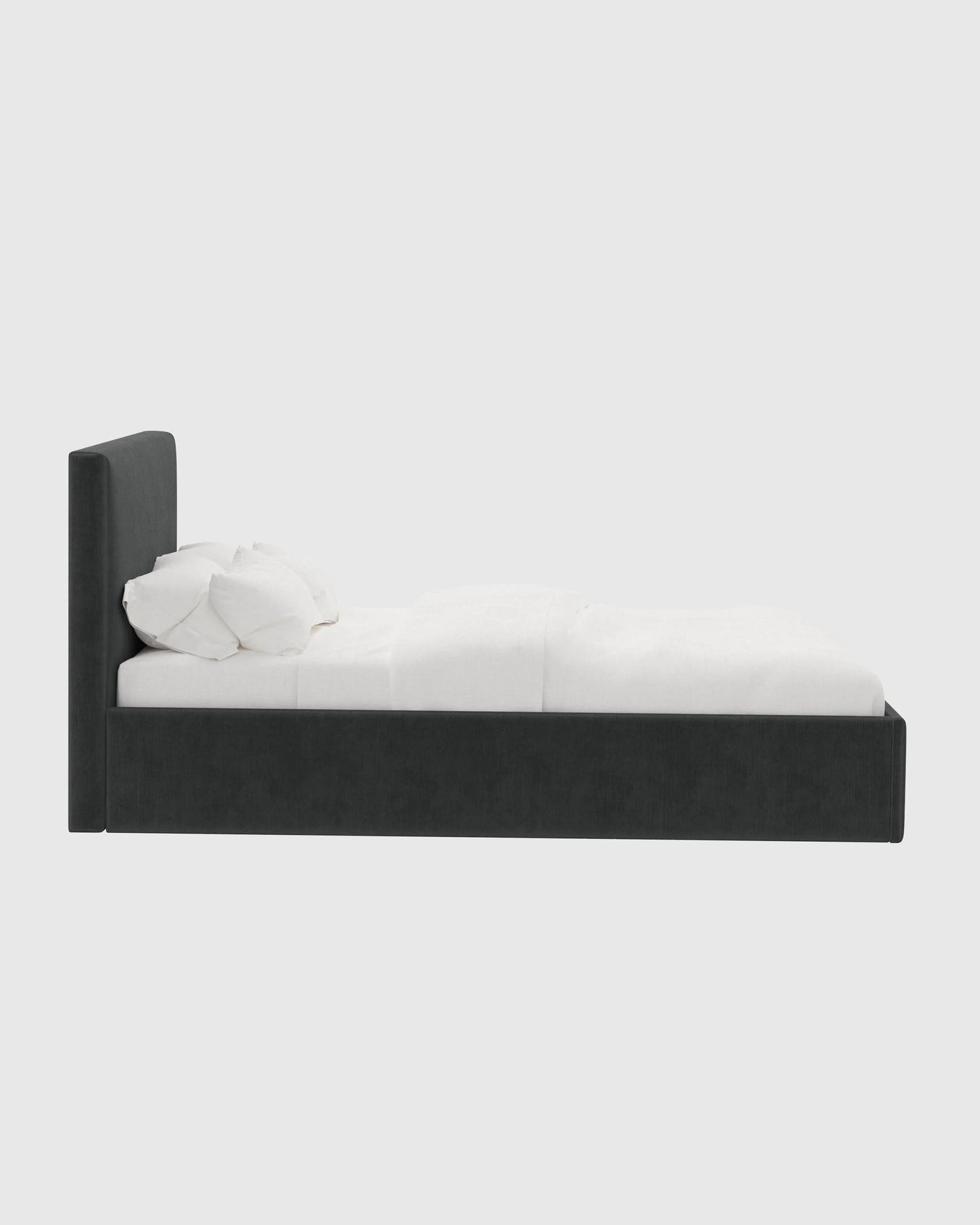 Square Bed in Performance Velvet - Full / Chocolate