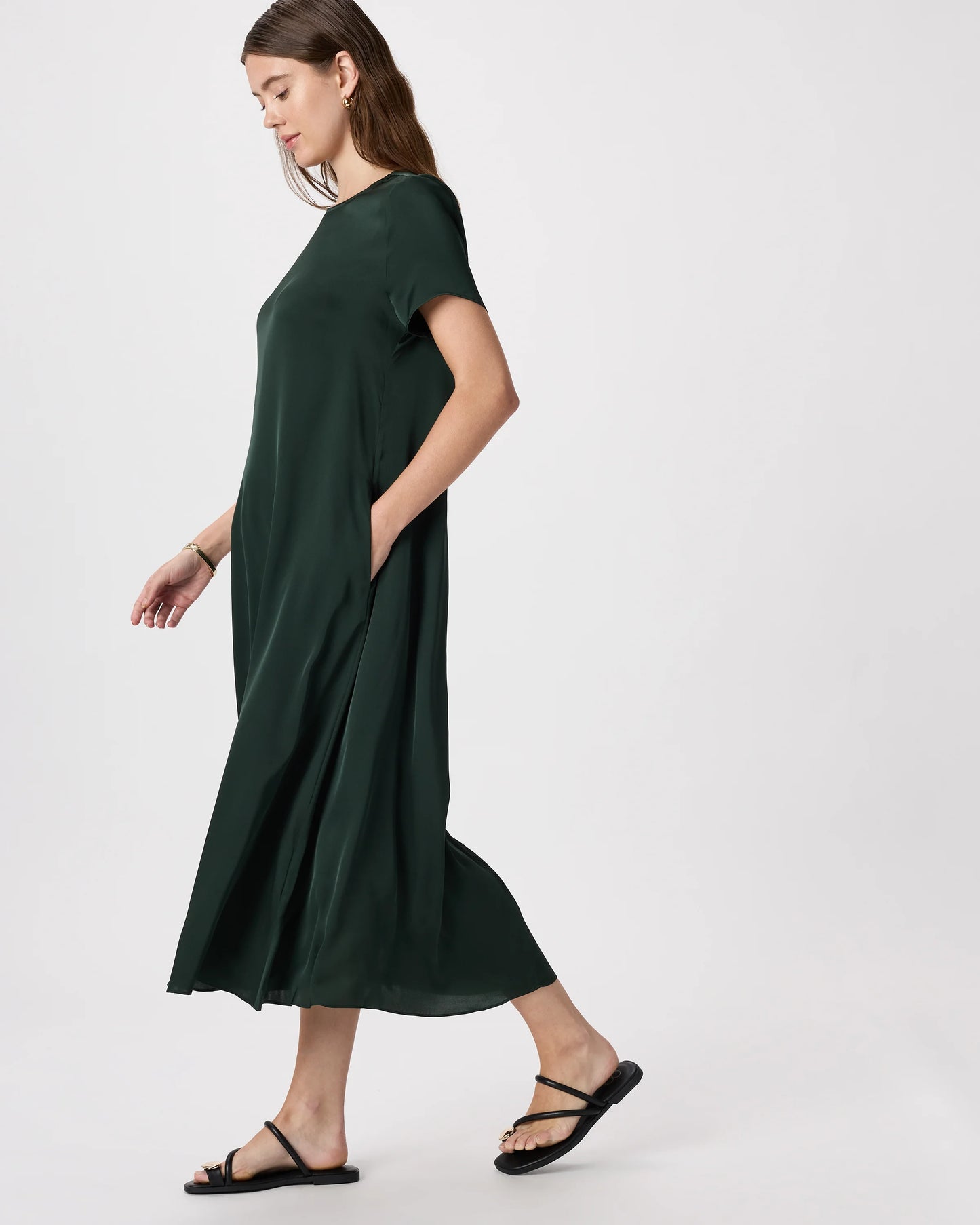Washable Stretch Silk Voluminous Maxi Dress - XS / Moonstone Blue
