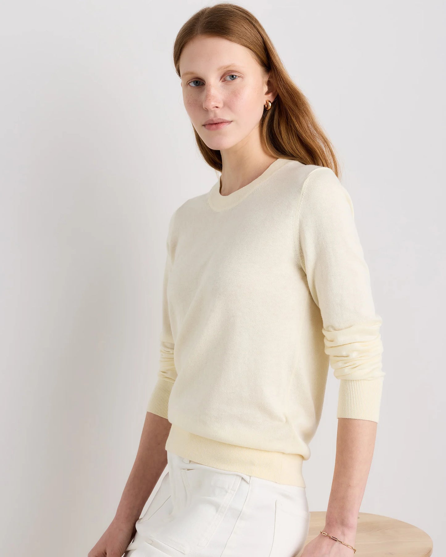 Lightweight Cotton Cashmere Crew Sweater - XS / Mountain Spring Blue
