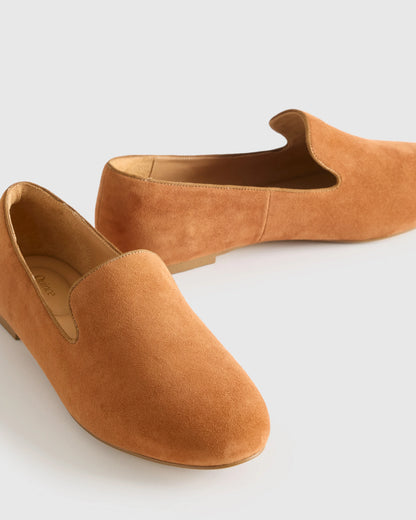 Italian Suede Slipper Loafer - 5 / Cognac