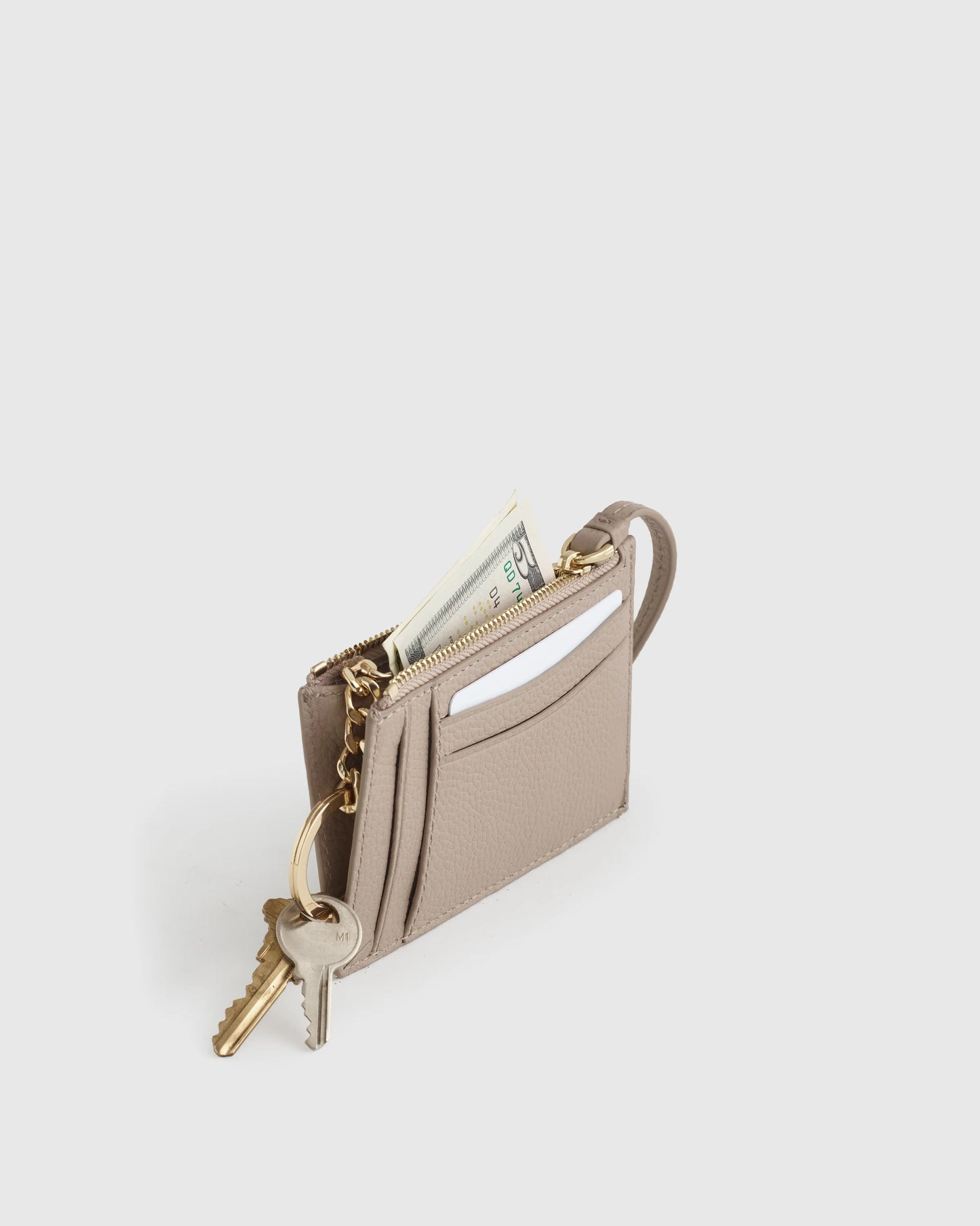 Italian Leather Card Case Wristlet - One Size / Black