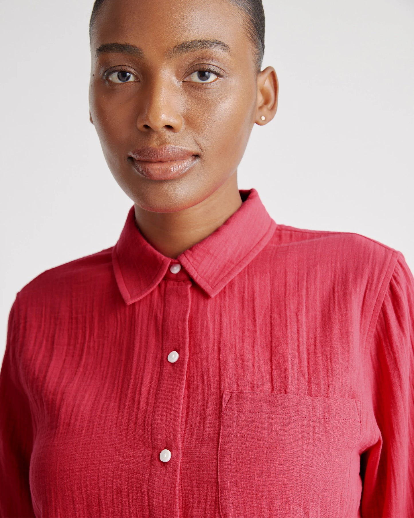 100% Organic Cotton Gauze Long Sleeve Shirt - XS / Khaki Gingham