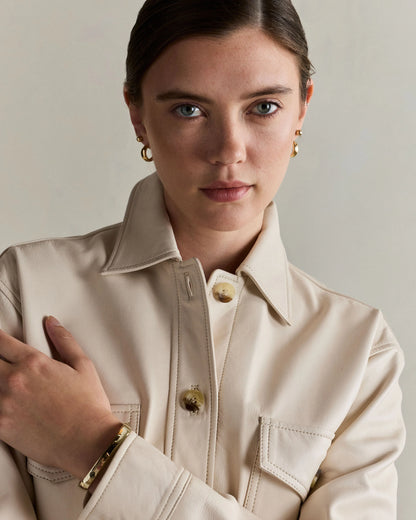 100% Leather Cropped Jacket - XS / Rich Brown