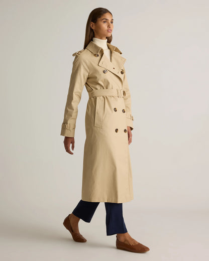 Comfort Stretch Long Trench Coat - XS / Dark Khaki
