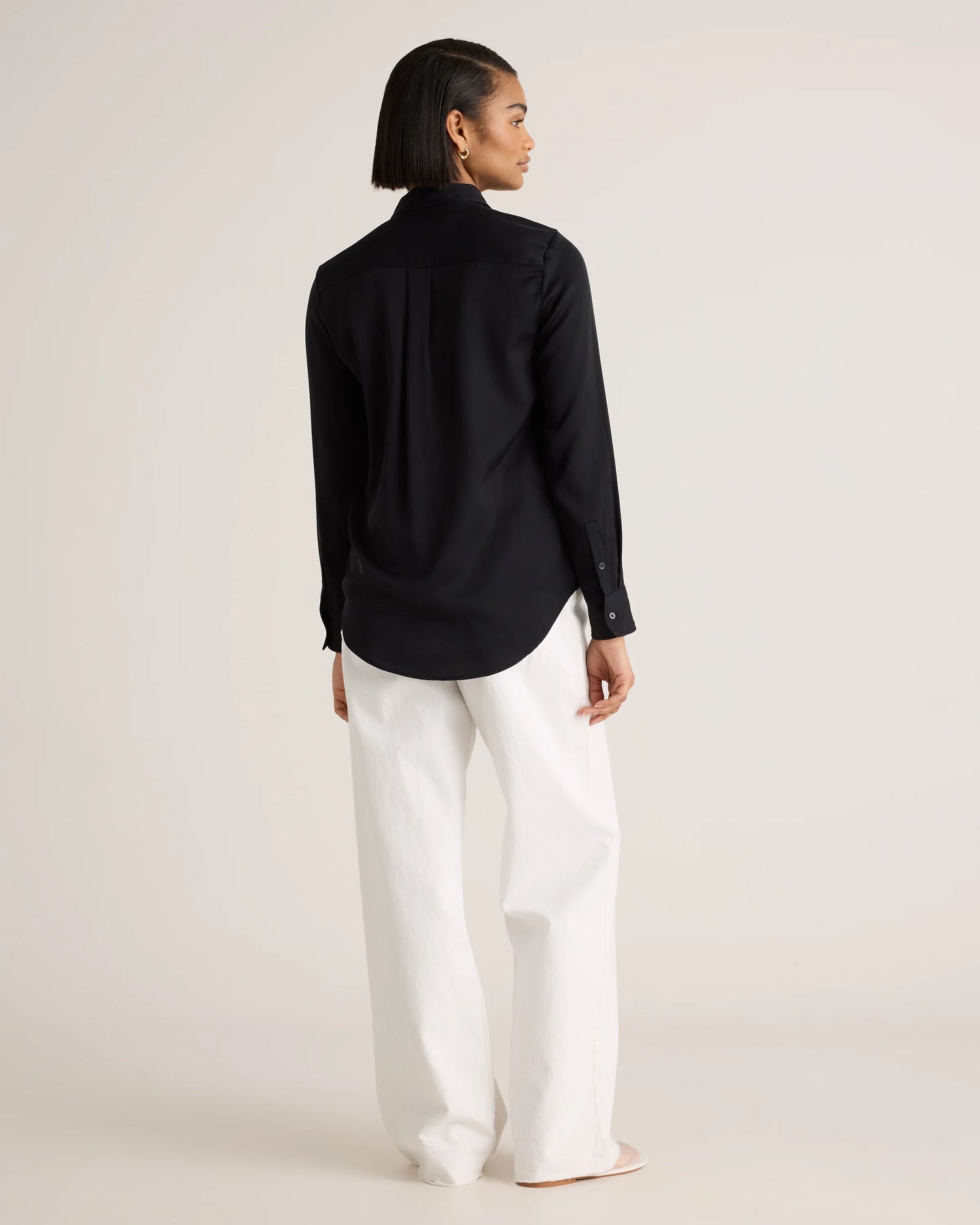 Washable Stretch Silk Blouse - XS / Moonstone Blue