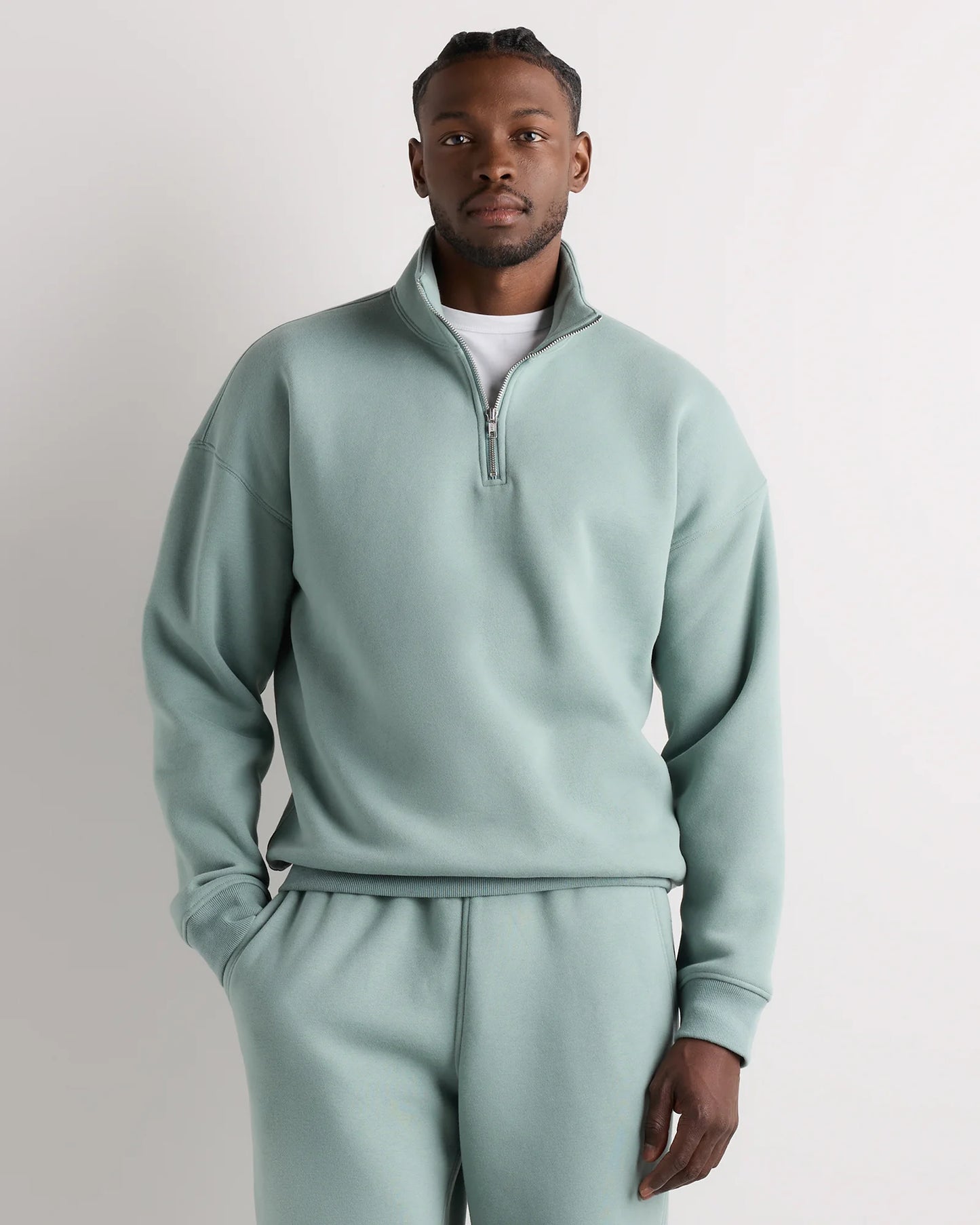 Everyday Fleece Quarter-Zip Sweatshirt - S / Coastal Sage