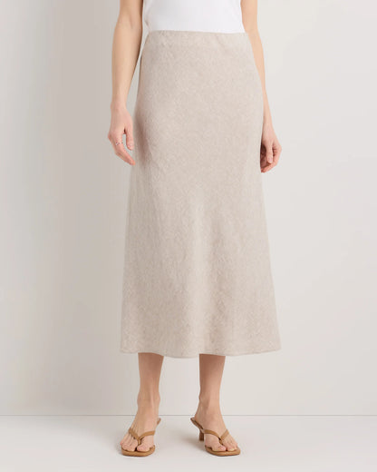 100% European Linen Midi Slip Skirt - XS / Bayberry Olive