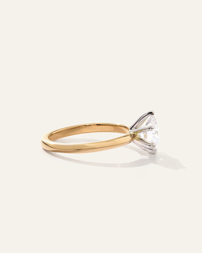 Lab Grown Diamond Round Six Prong Knife Edge Engagement Ring - 1.5ct - 4 / Yellow Gold