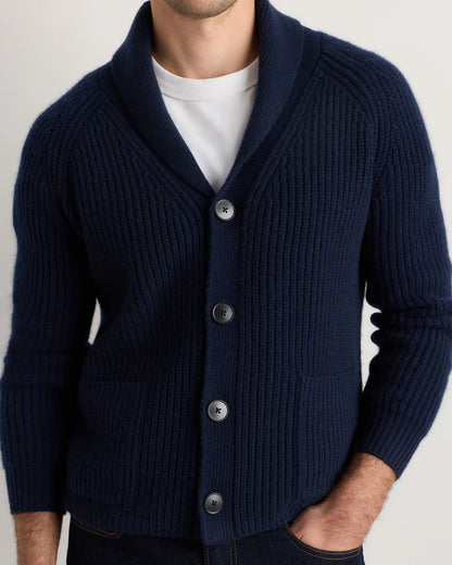 Mongolian Cashmere Shawl Collar Cardigan - S / Black