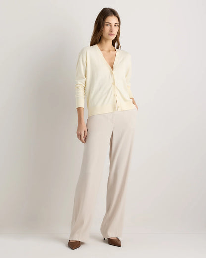 Lightweight Cotton Cashmere Cardigan - XS / Heather Oatmeal
