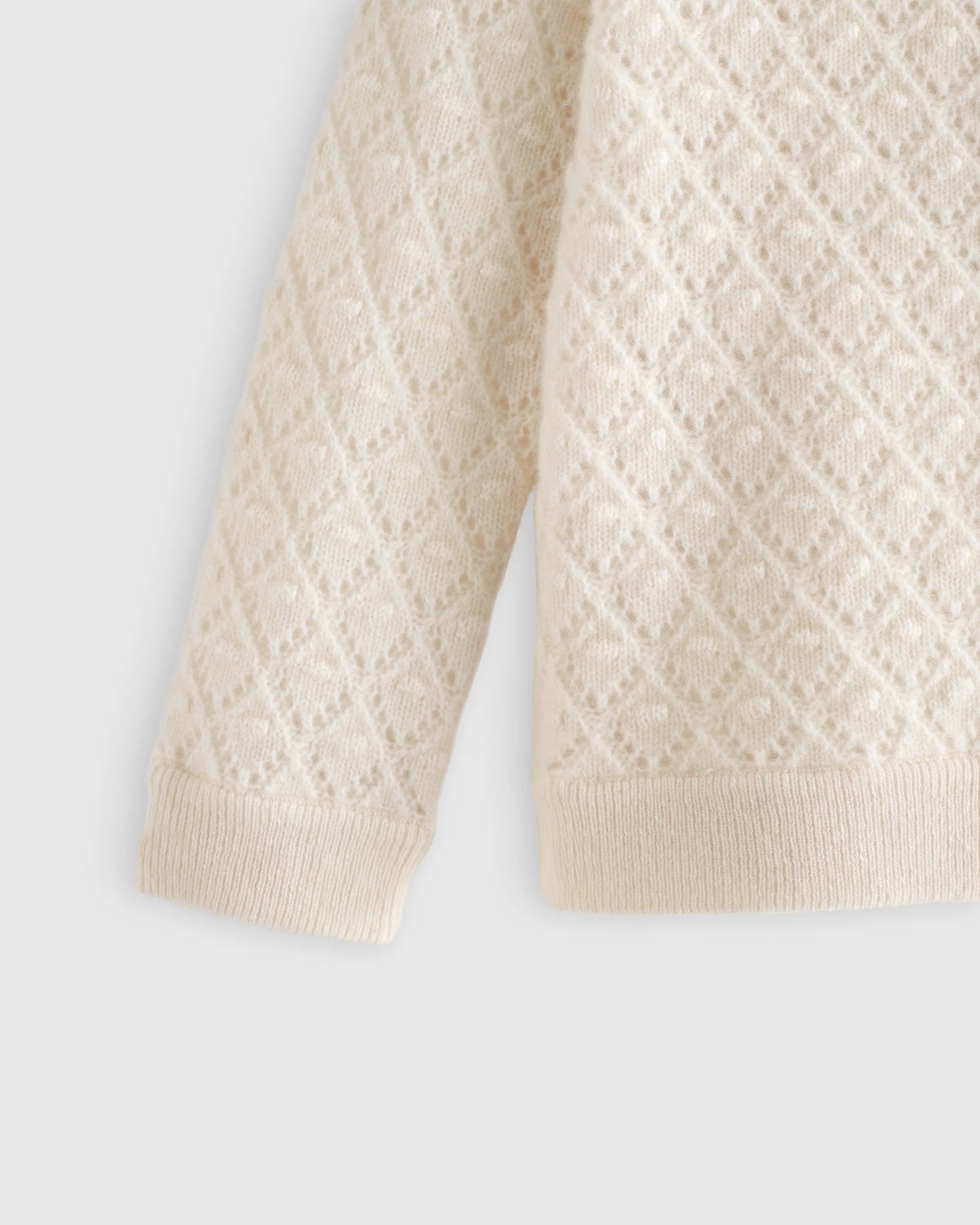 Washable Cashmere Pointelle Cardigan - 0-3M / Ivory
