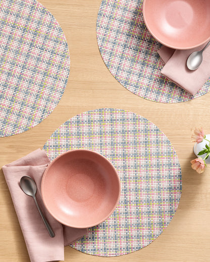 Basketweave Easy-Care Round Placemat, Set of 4 by Chilewich - One Size / Celadon