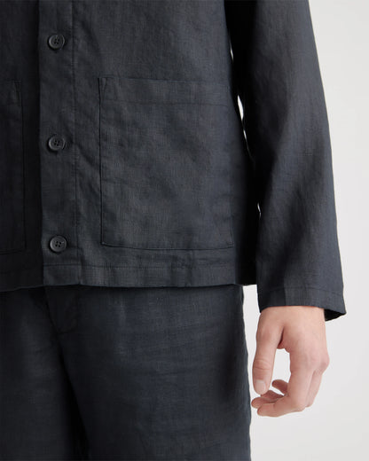 100% European Linen Chore Jacket - S / Flax