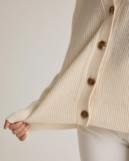 Mongolian Cashmere Fisherman Boxy Cropped Cardigan Sweater - XS / Faded Denim