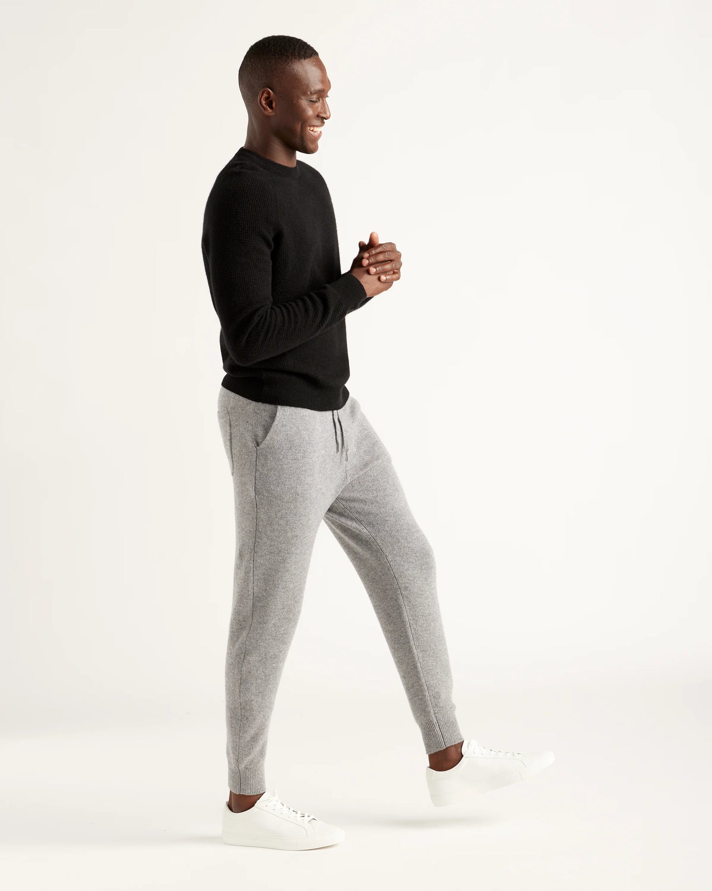Mongolian Spring Cashmere Waffle Sweatshirt - S / Black