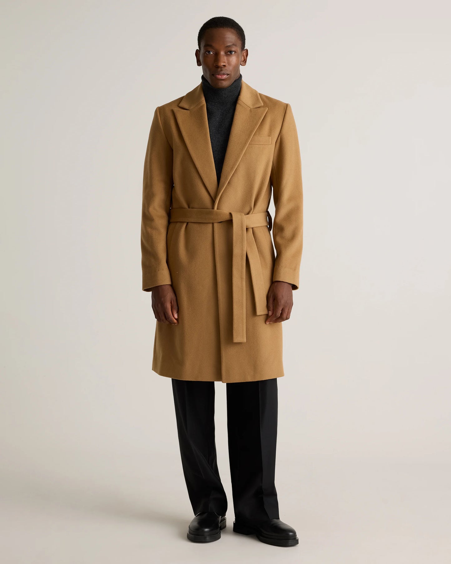 Italian Wool Belted Overcoat - S / Caramel