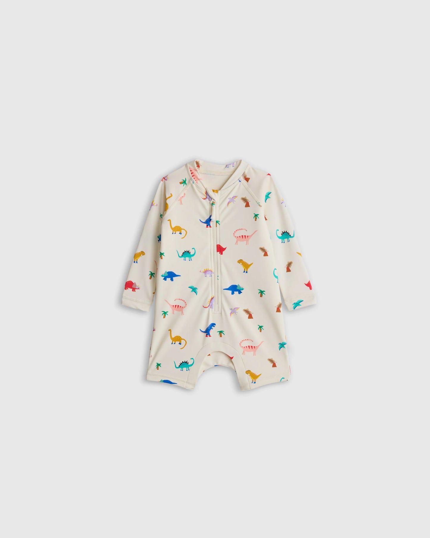 Long Sleeve Zip-Up Rash Guard One-Piece - 0-3M / Peri Beach Stripe