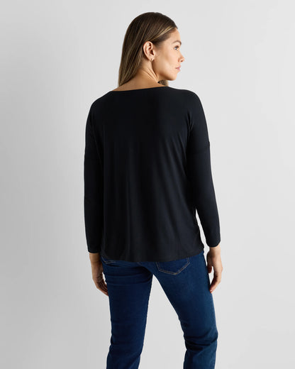 Bamboo Jersey Maternity Long Sleeve Tee (2-pack) - XS / Wine Tasting Red/Nocturnal Green