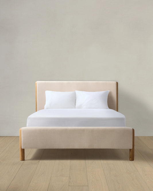 Solid Wood and Performance Fabric Bed - Queen / Natural