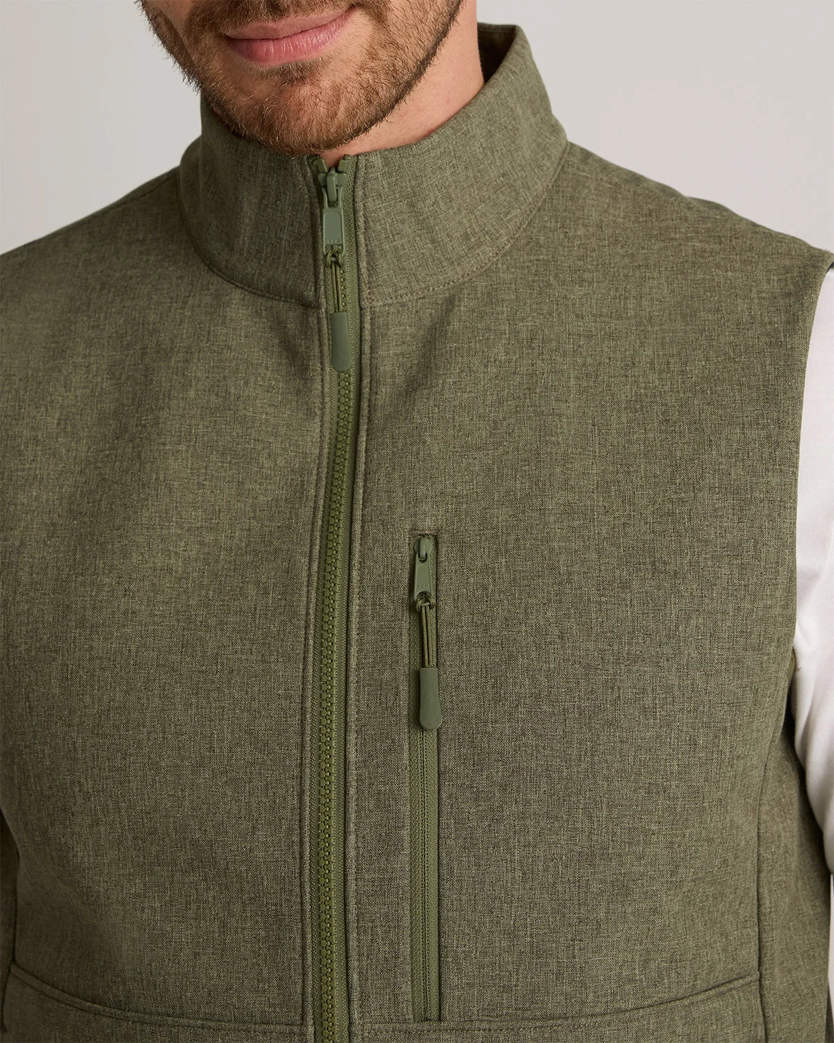 Softshell Fleece-Lined Full-Zip Vest - S / Heather Deep Navy